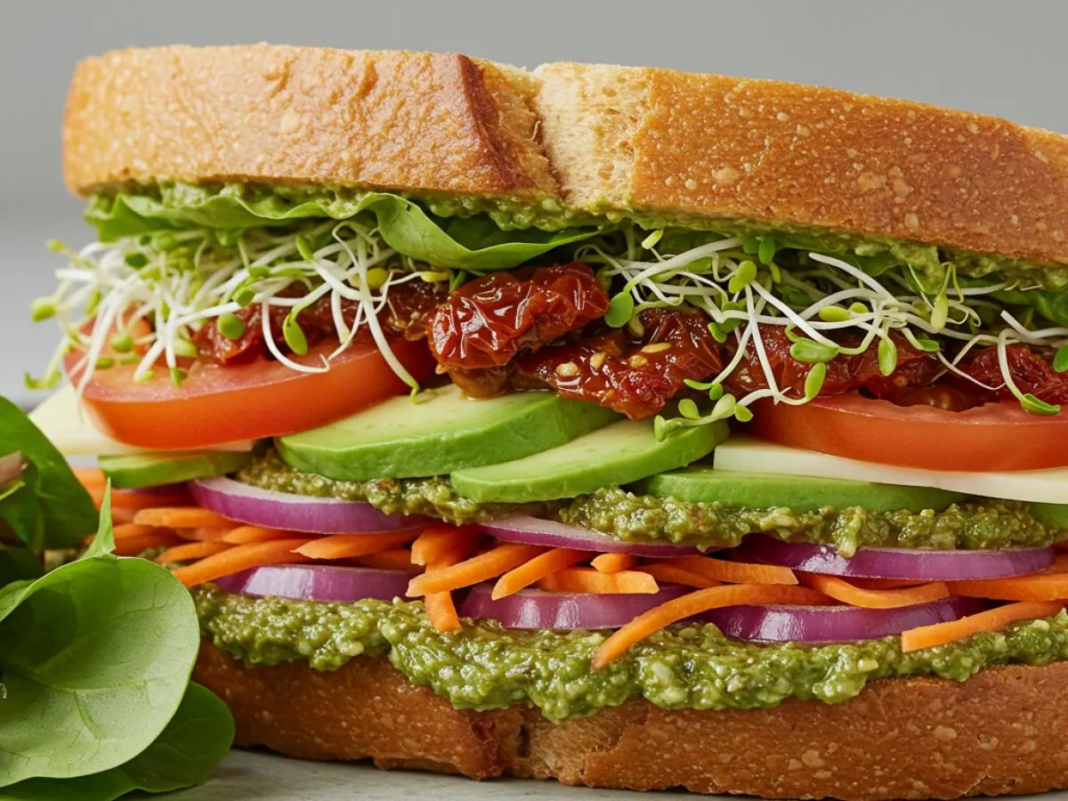 Gluten-Free Vegetarian Sandwich with Mixed Greens Gluten-Free Vegetarian Sandwich with Mixed Greens