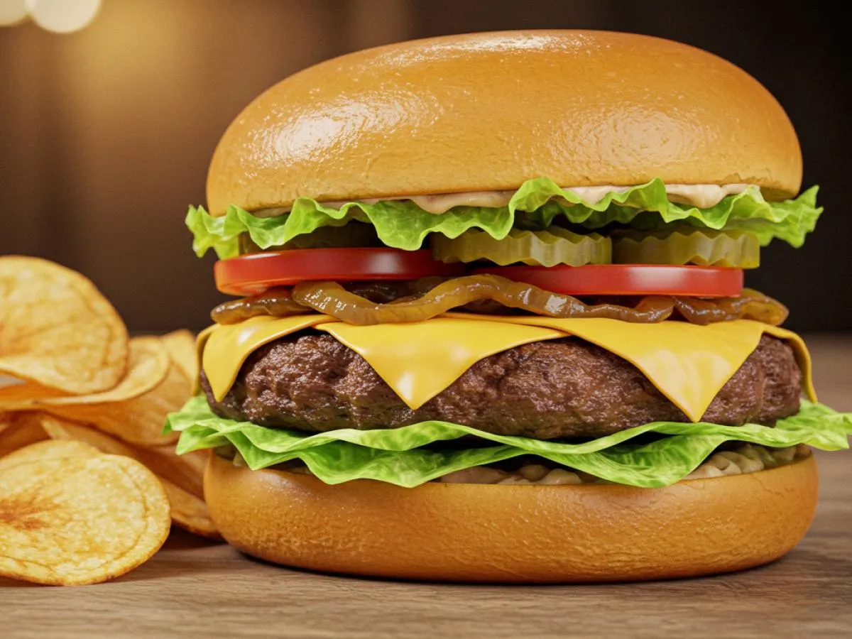 All-American Burger with House-Made Chips All-American Burger with House-Made Chips