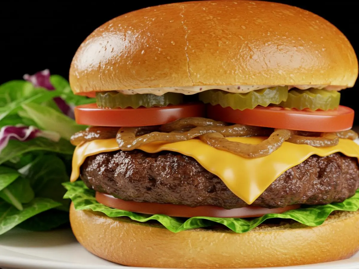All-American Burger with Mixed Greens All-American Burger with Mixed Greens