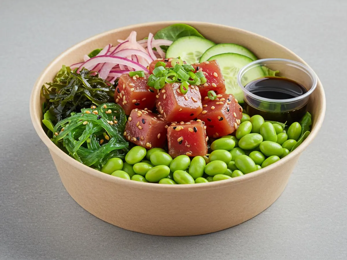 Hawaii Five-O Poke Green Salad Bowl with Soy Sauce (NO Sesame Seeds) Hawaii Five-O Poke Green Salad Bowl with Soy Sauce (NO Sesame Seeds)