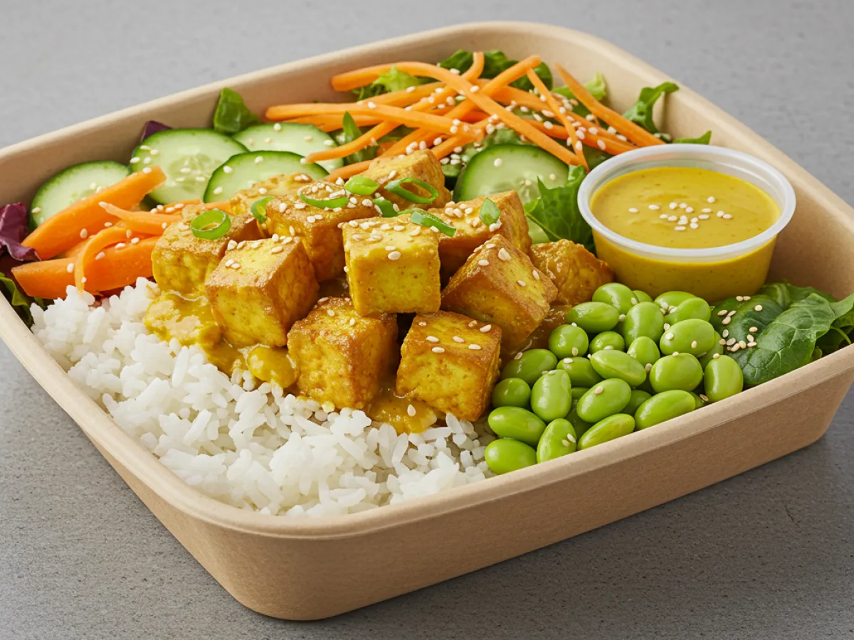 Spicy Curry Tofu Rice Bowl with Spicy Yellow Curry Sauce Spicy Curry Tofu Rice Bowl with Spicy Yellow Curry Sauce