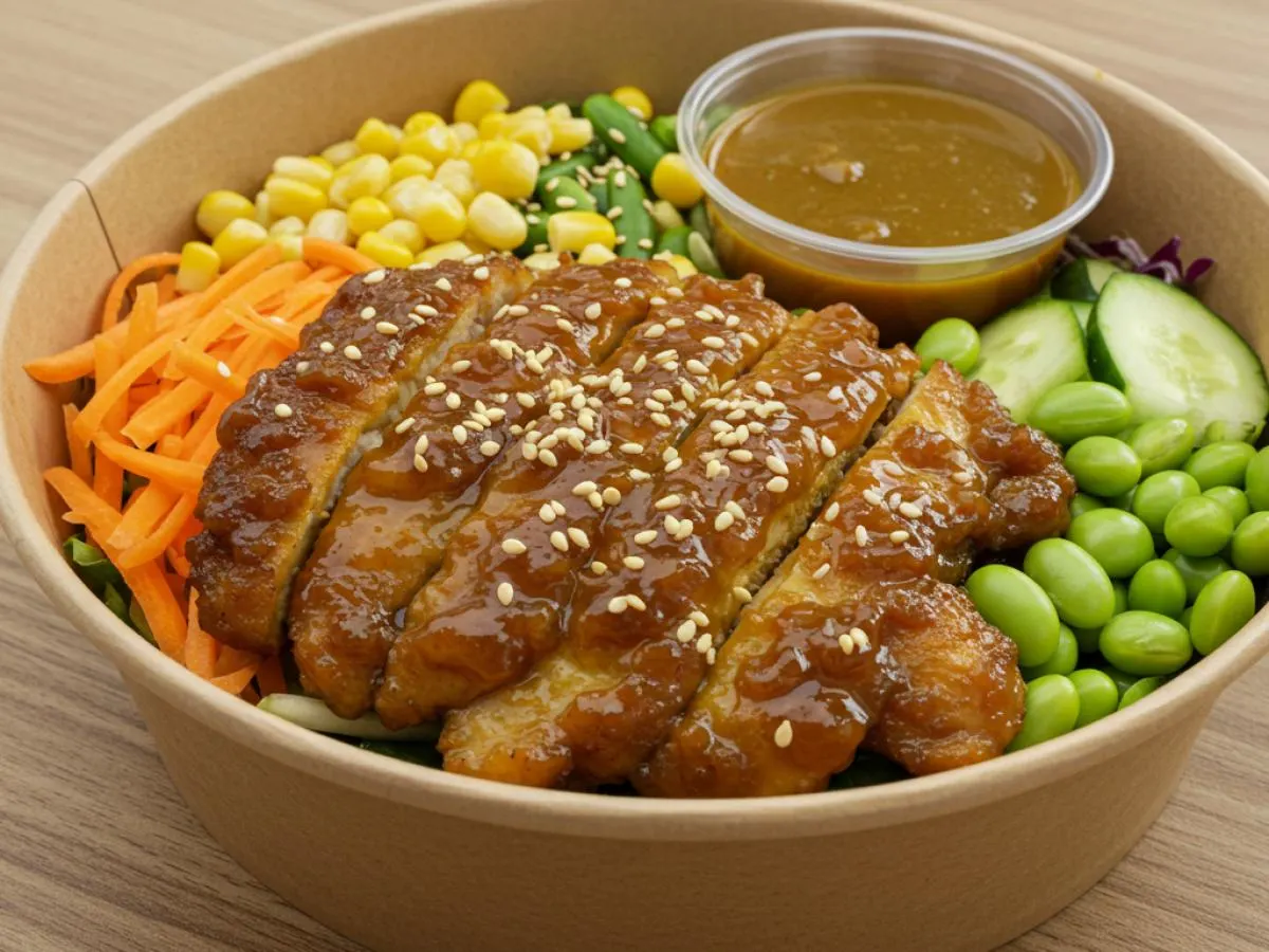 Japanese Curry Chicken Mixed Green Salad Bowl with Japanese Curry Sauce Japanese Curry Chicken Mixed Green Salad Bowl with Japanese Curry Sauce