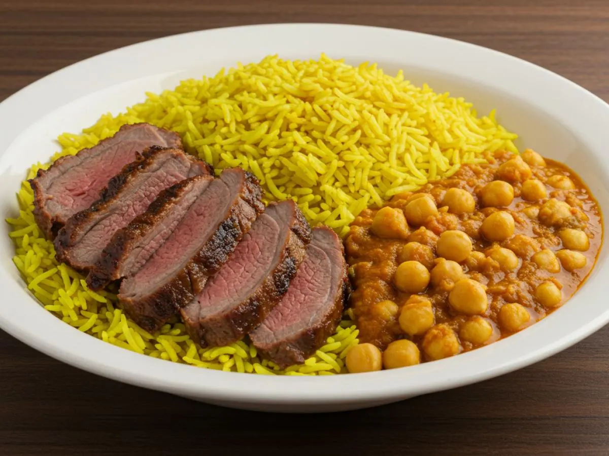 Lamb Bowl with Turmeric Rice and Chana Masala