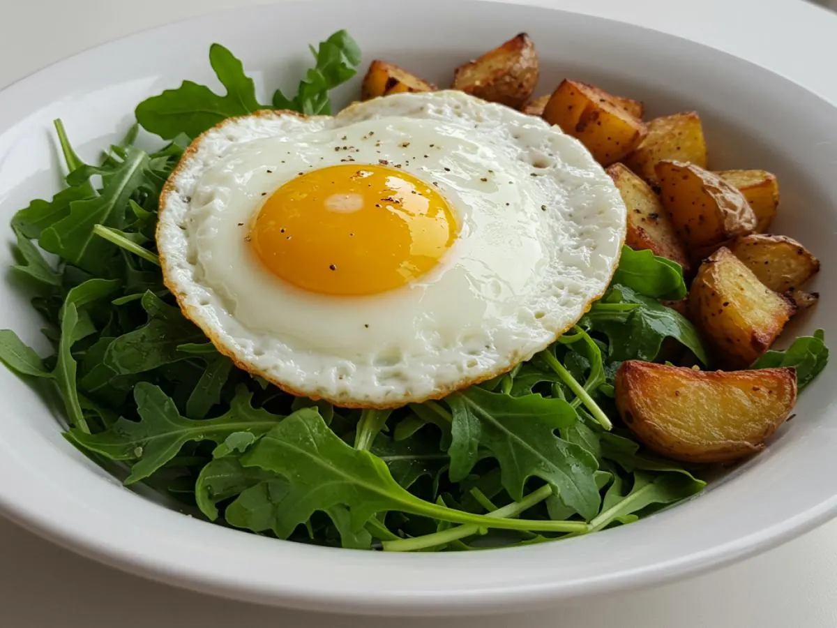 Arugual Salad with Fried Egg and Roasted Potatoes Arugual Salad with Fried Egg and Roasted Potatoes