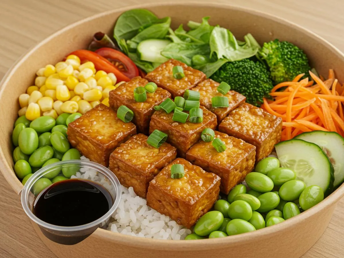 Vegan Marinated Tofu Rice Bowl with Mushroom Soy Sauce (NO Sesame Seeds) Vegan Marinated Tofu Rice Bowl with Mushroom Soy Sauce (NO Sesame Seeds)