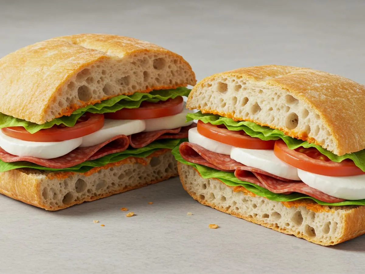 Pepperoni and Mozzarella on a Ciabatta. Pepperoni and Mozzarella on a Ciabatta.