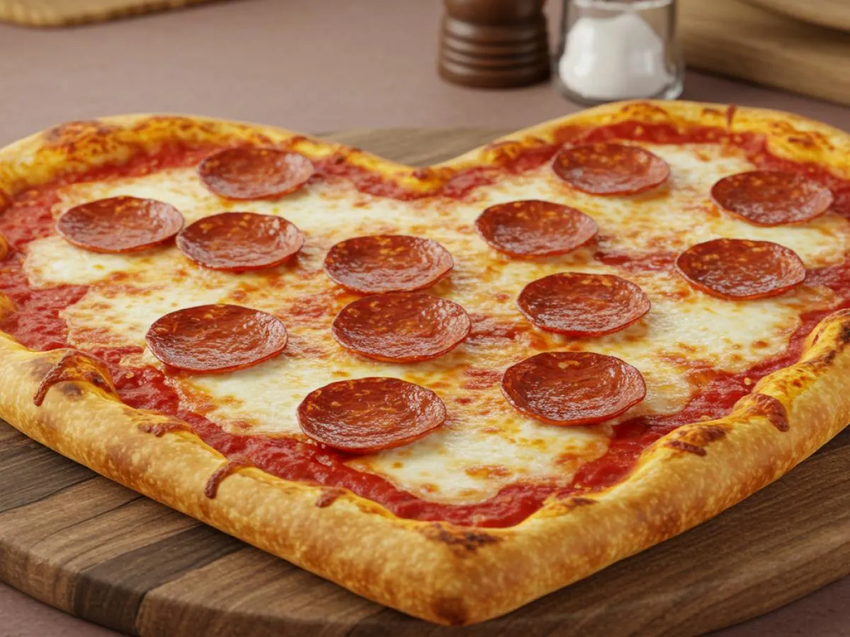 Heart-Shaped Pepperoni Pizza Pie Heart-Shaped Pepperoni Pizza Pie