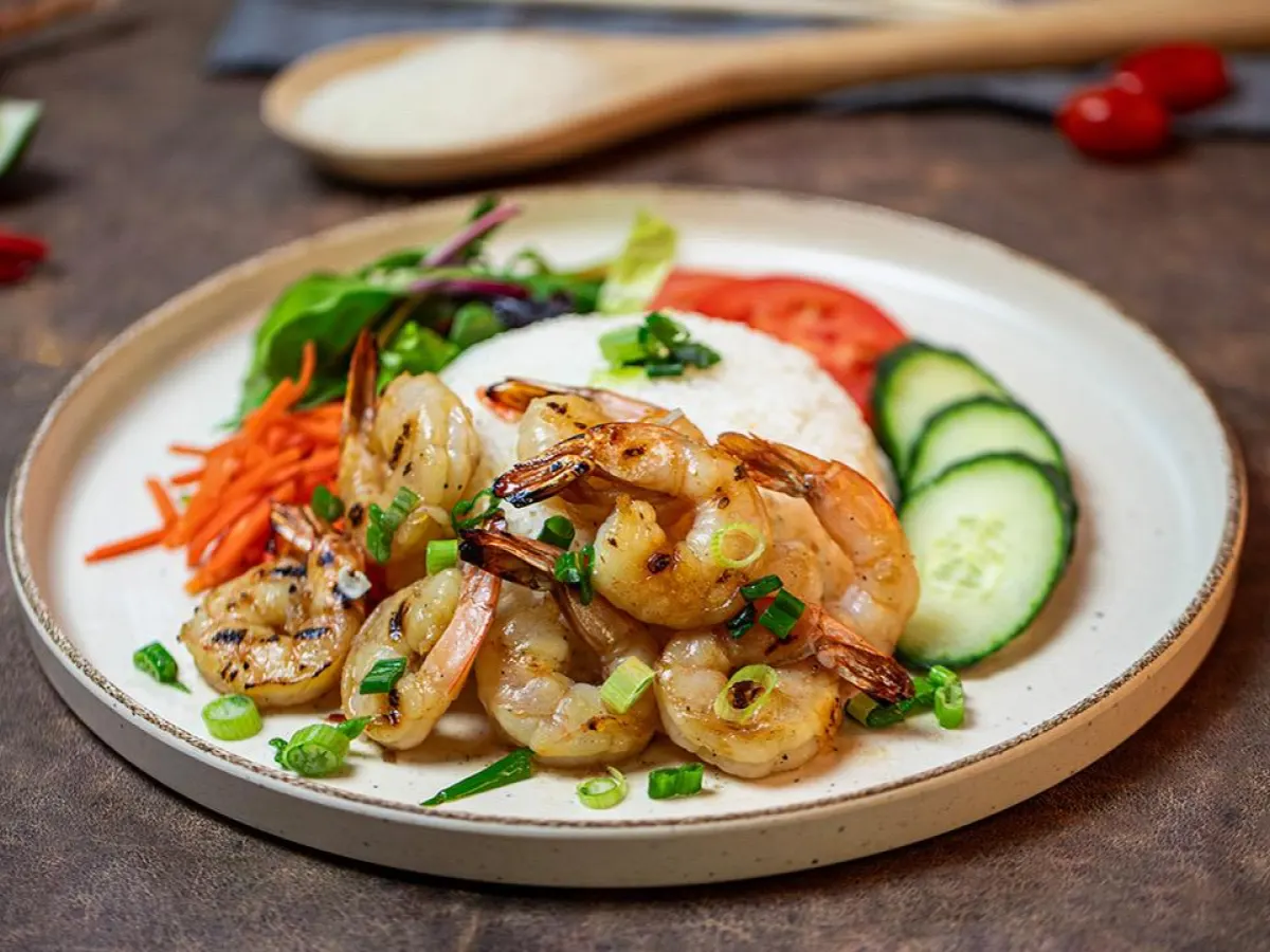 GF Grilled Shrimp Broken Rice Plate GF Grilled Shrimp Broken Rice Plate