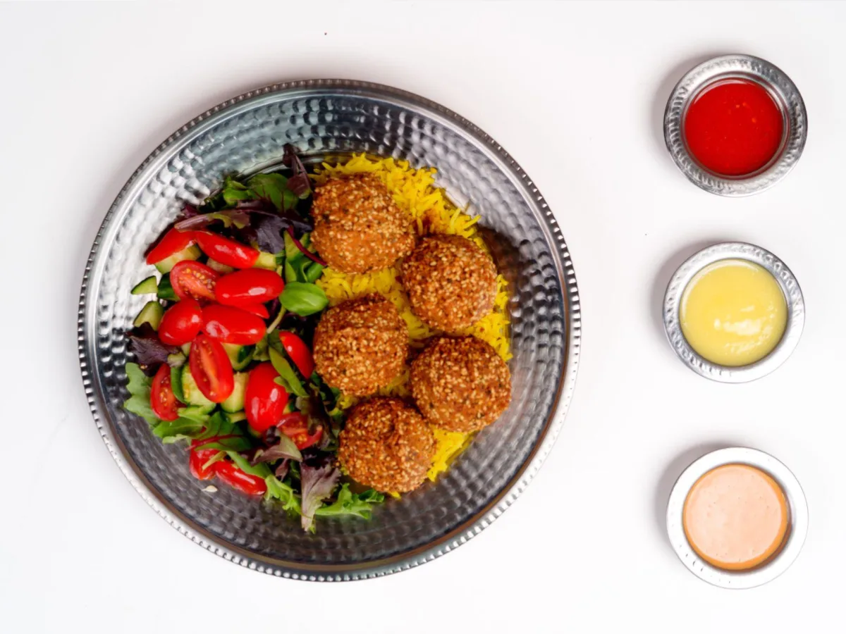 Falafels, Rice & Side Salad Falafels, Rice & Side Salad