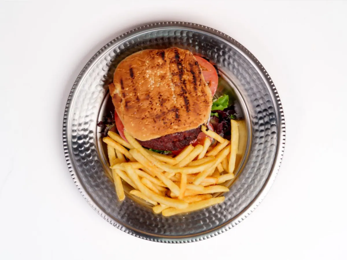 Homemade Vegan Burger and French Fries Homemade Vegan Burger and French Fries