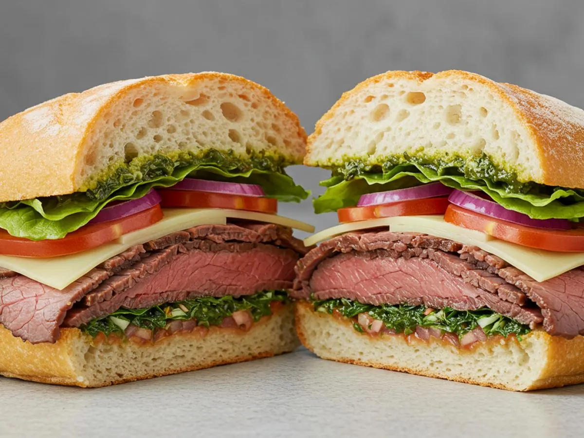 Chimichurri Roasted Beef Sandwich with Three Cheese Sourdough Chimichurri Roasted Beef Sandwich with Three Cheese Sourdough