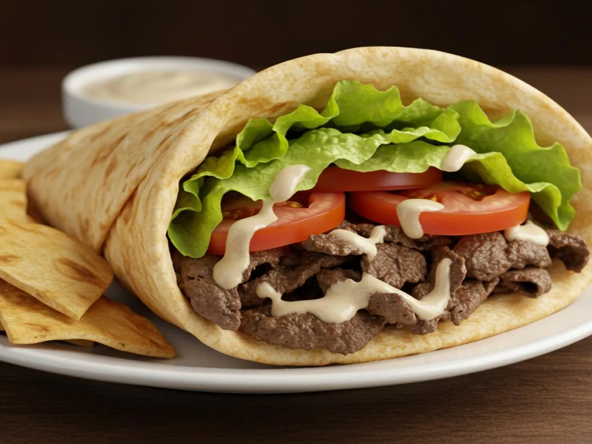 Halal Certified Lamb Shawarma Wrap and Pita Chips Halal Certified Lamb Shawarma Wrap and Pita Chips