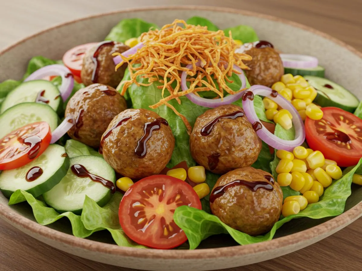 Pork & Chicken Meatball Salad