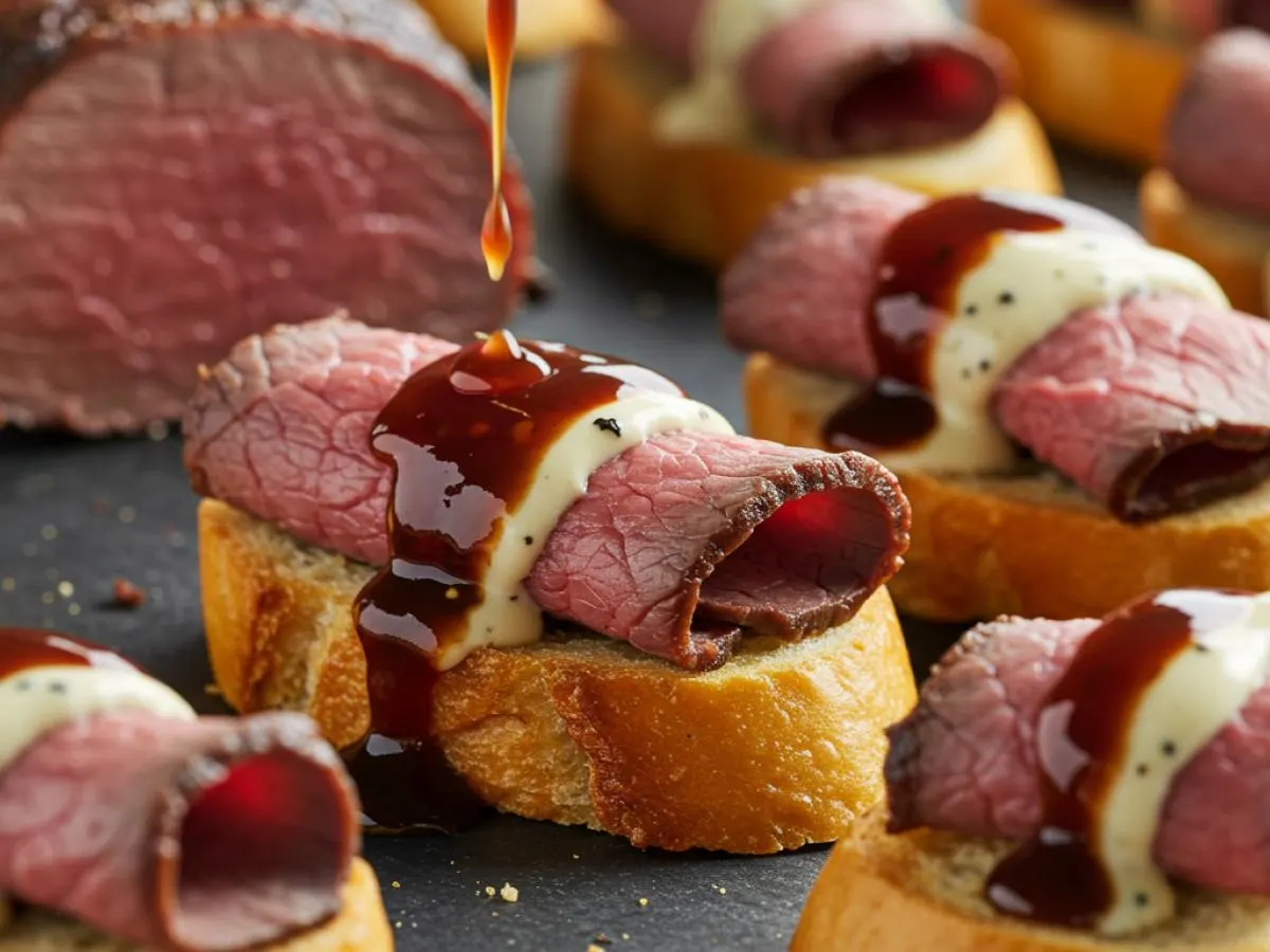 Smoked Skirt Steak on Crostini