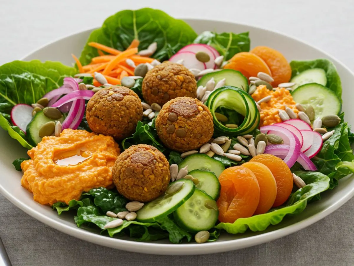 Vegetarian Glow Salad with Lentil Balls Vegetarian Glow Salad with Lentil Balls