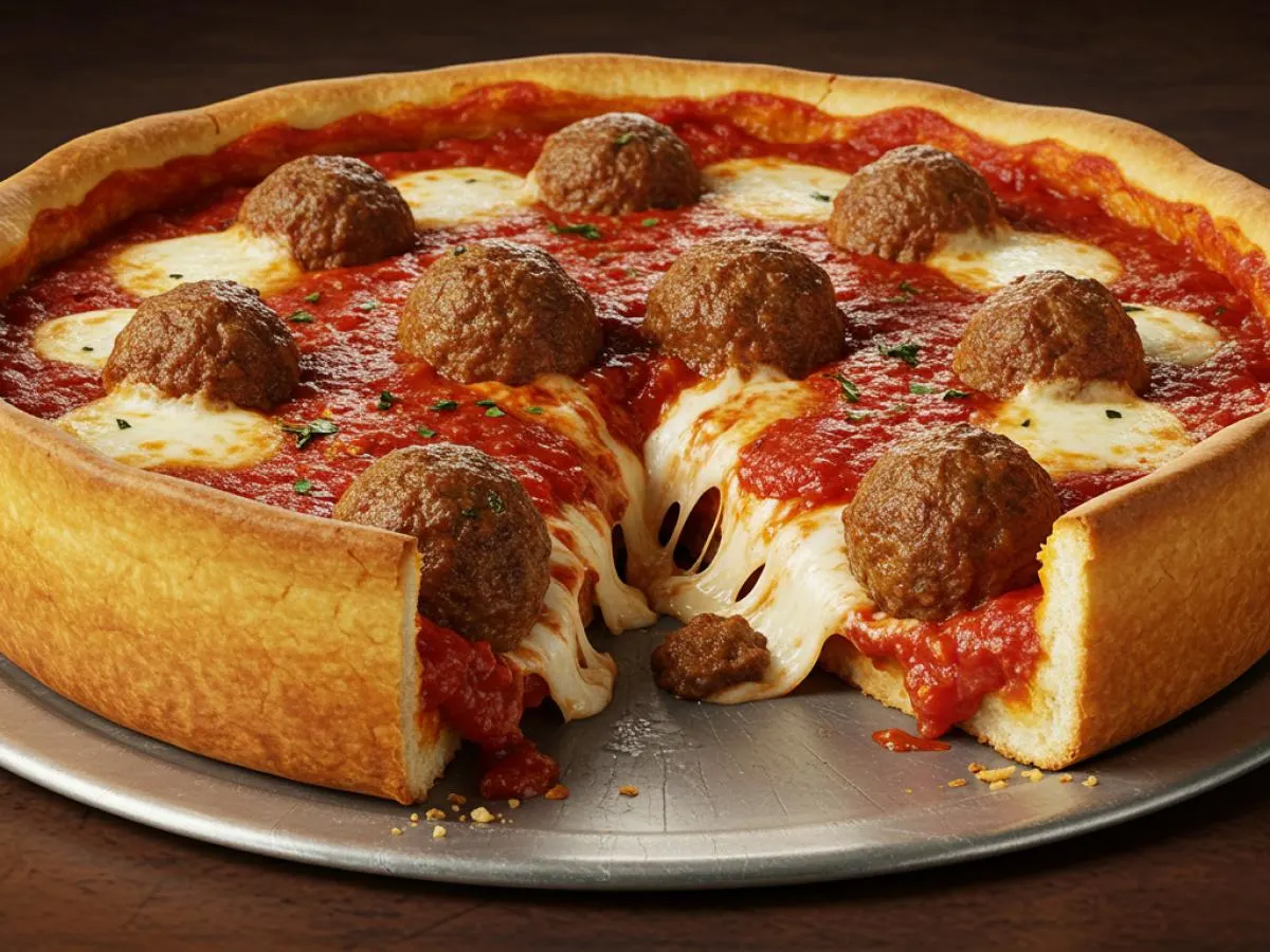 Meatball Deep Dish Pizza Meatball Deep Dish Pizza