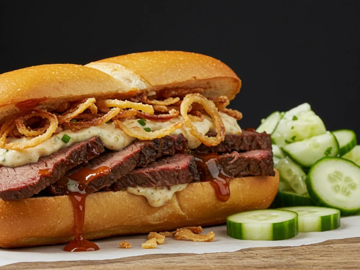Warm Beef Brisket Grinder with Cucumber Salad Warm Beef Brisket Grinder with Cucumber Salad