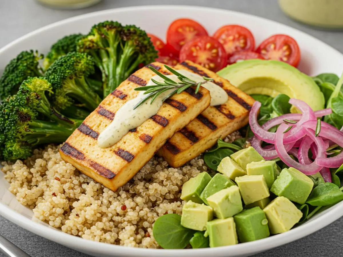 Marinated Tofu Quinoa Bowl