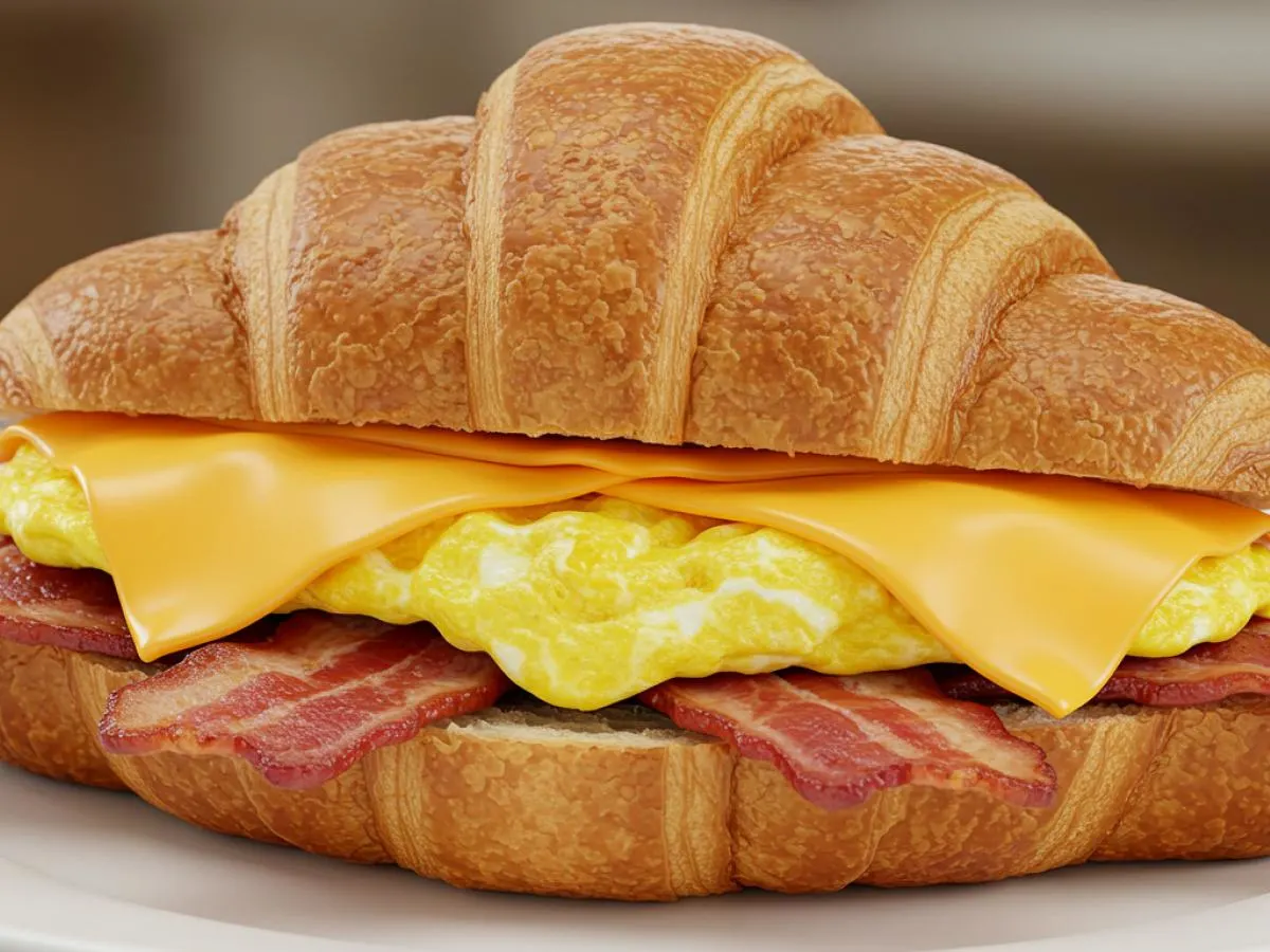 Bacon Egg and Cheese Croissant Sandwich Bacon Egg and Cheese Croissant Sandwich