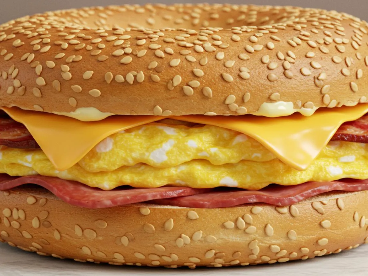Bacon Egg and Cheese Sesame Bagel Sandwich Bacon Egg and Cheese Sesame Bagel Sandwich