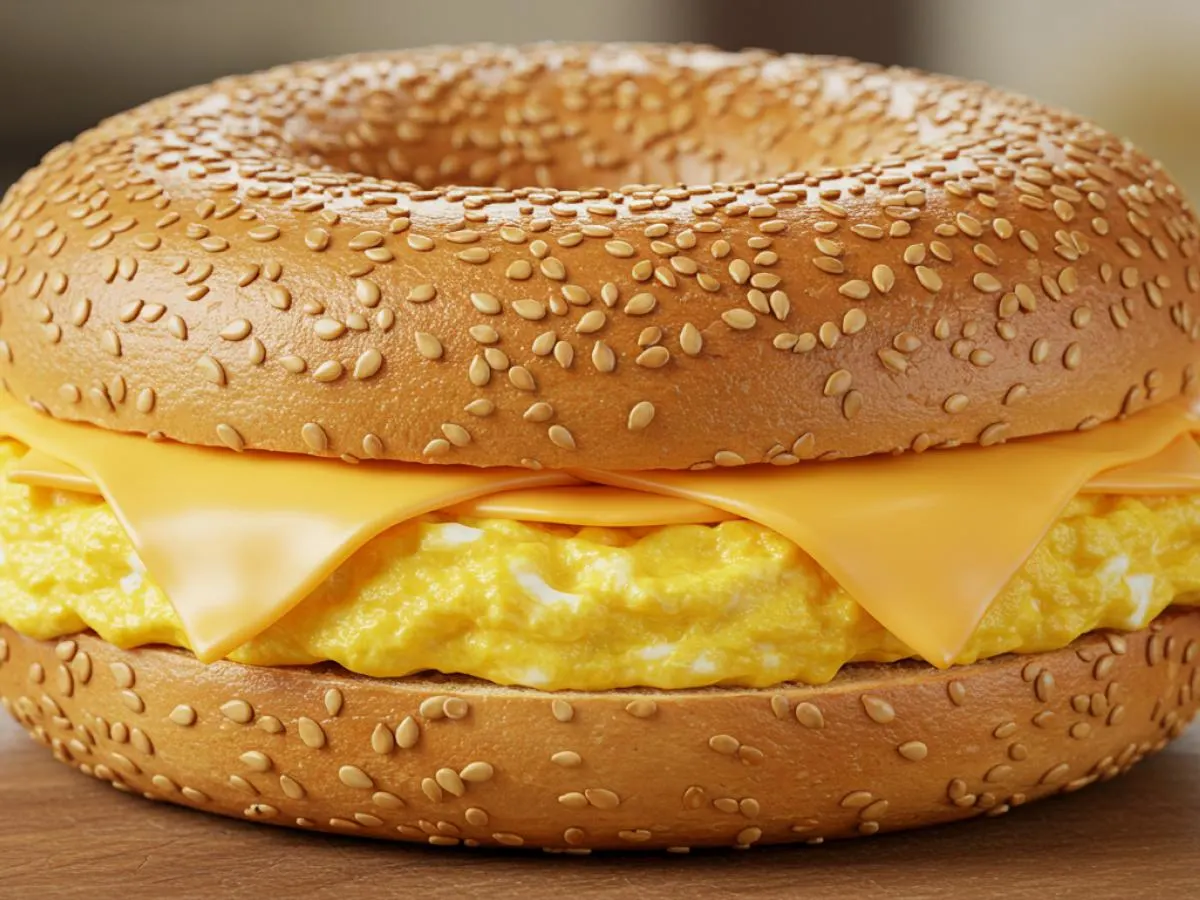 Egg and Cheese Sesame Bagel Sandwich Egg and Cheese Sesame Bagel Sandwich