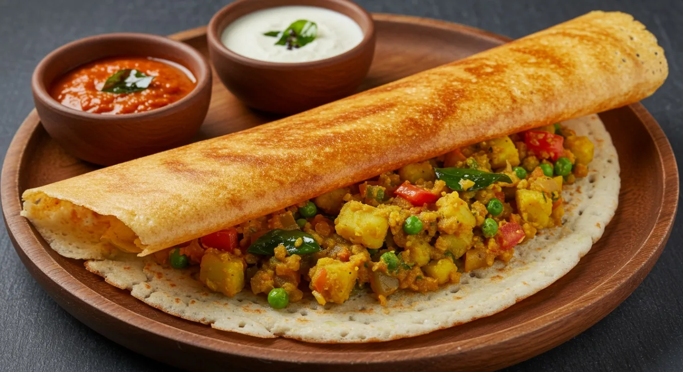 Potato Masala Dosa Box with Tomato Coconut Chutney (Vegan)