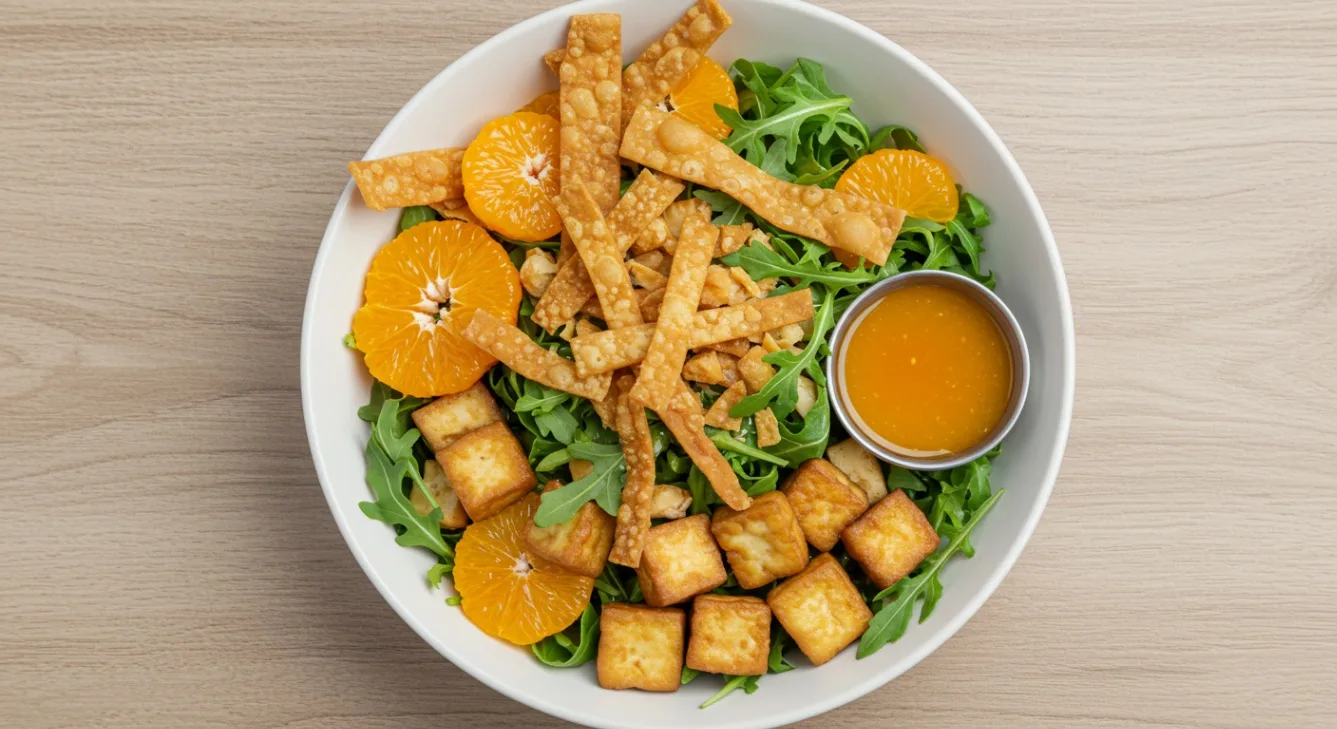 Dairy-Free Citrus Arugula Entree Salad with Tofu and Orange Vinaigrette