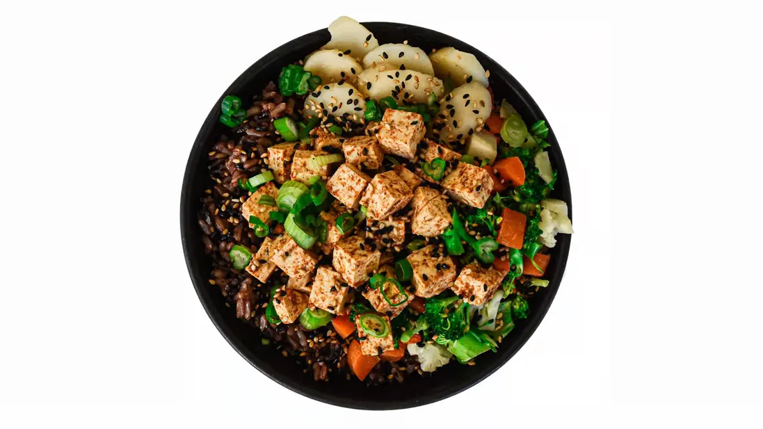 Tofu Rice Bowl with Garlic Sesame Soy Sauce
