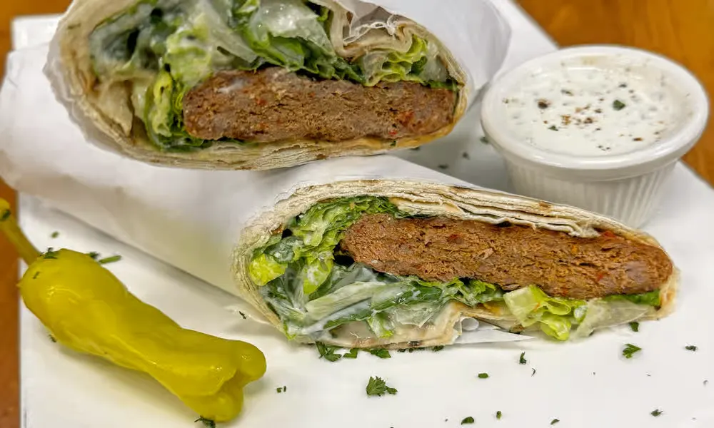 Adana Kebab Lavash Wrap with Side Salad