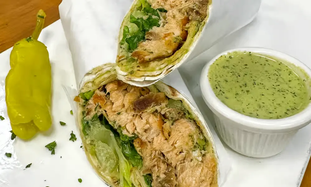 Salmon Lavash Wrap with Side Salad