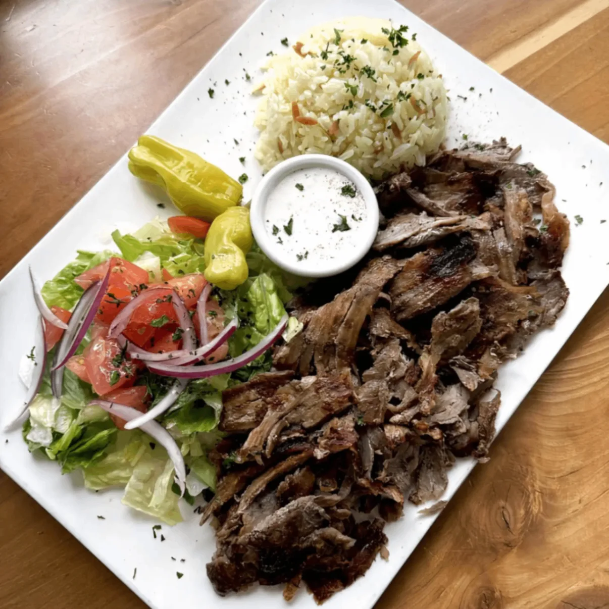 Dairy Free Lamb and Beef Gyros Plate (With Hummus)