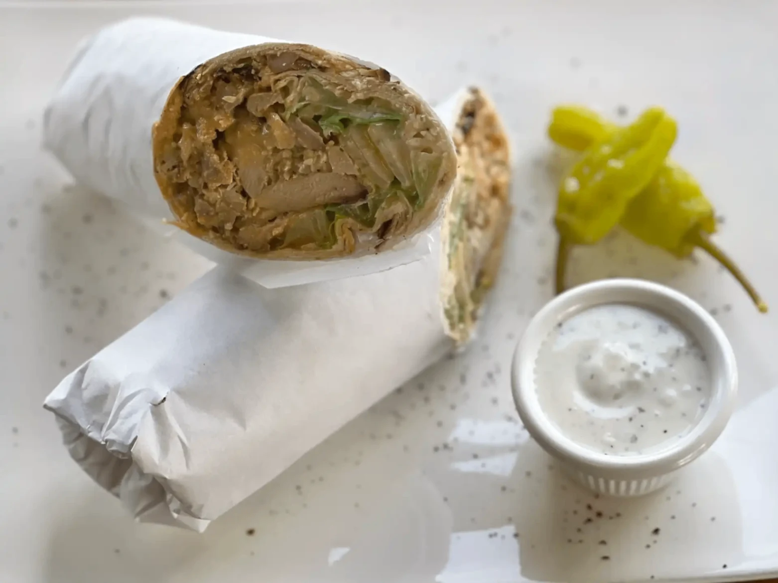 Chicken Gyros Lavash Wrap with Side Salad