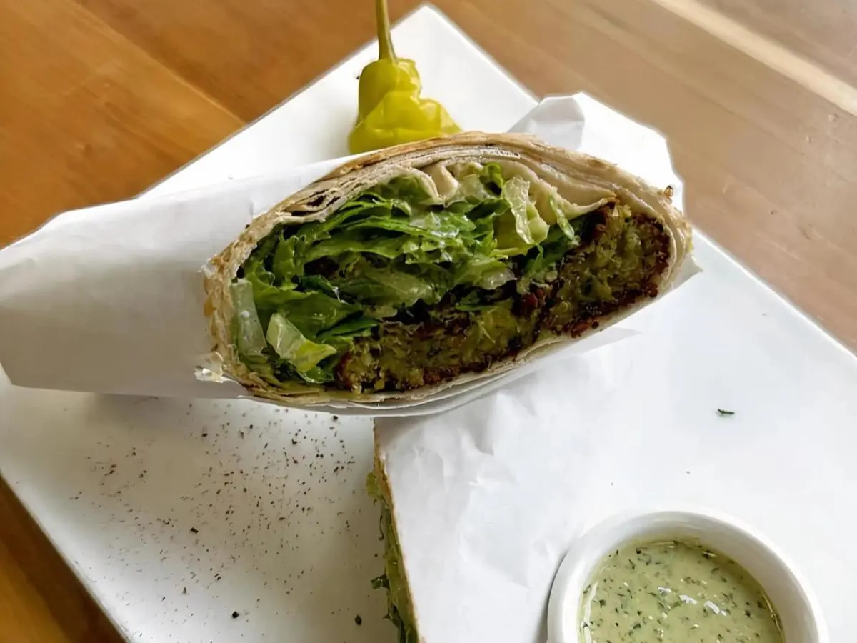 Falafel Pita Wrap with Side Salad