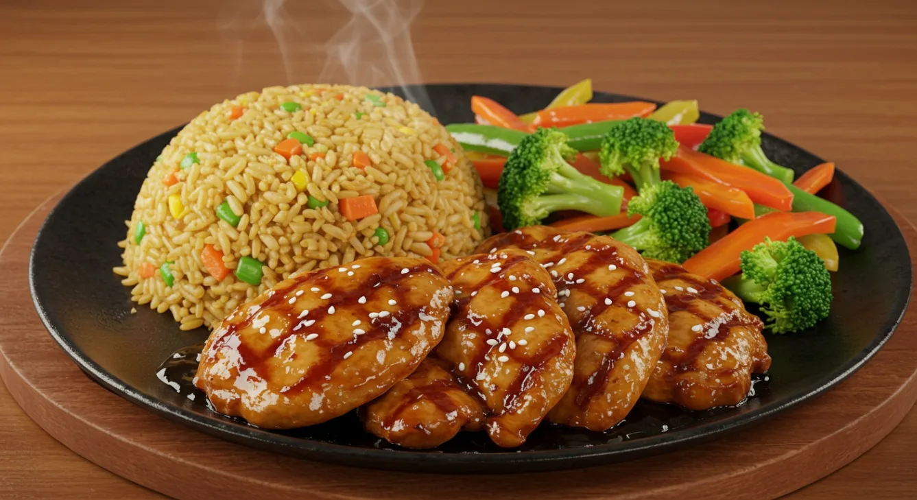 Chicken Teriyaki With Fried Rice and Veggies