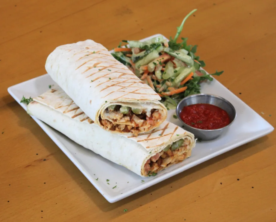 Chicken Shawarma Wrap and Side Salad