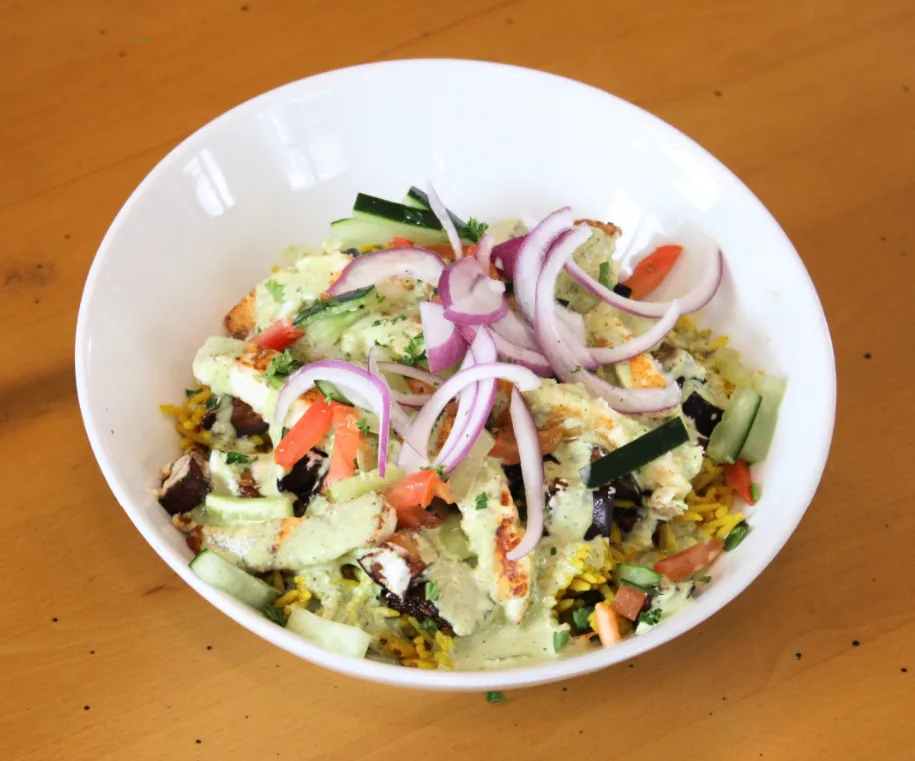 Grilled Halloumi Cheese Rice Bowl