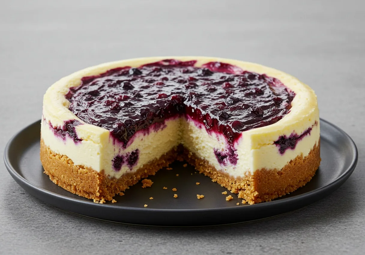 Blueberry Cobbler White Chocolate Cheesecake