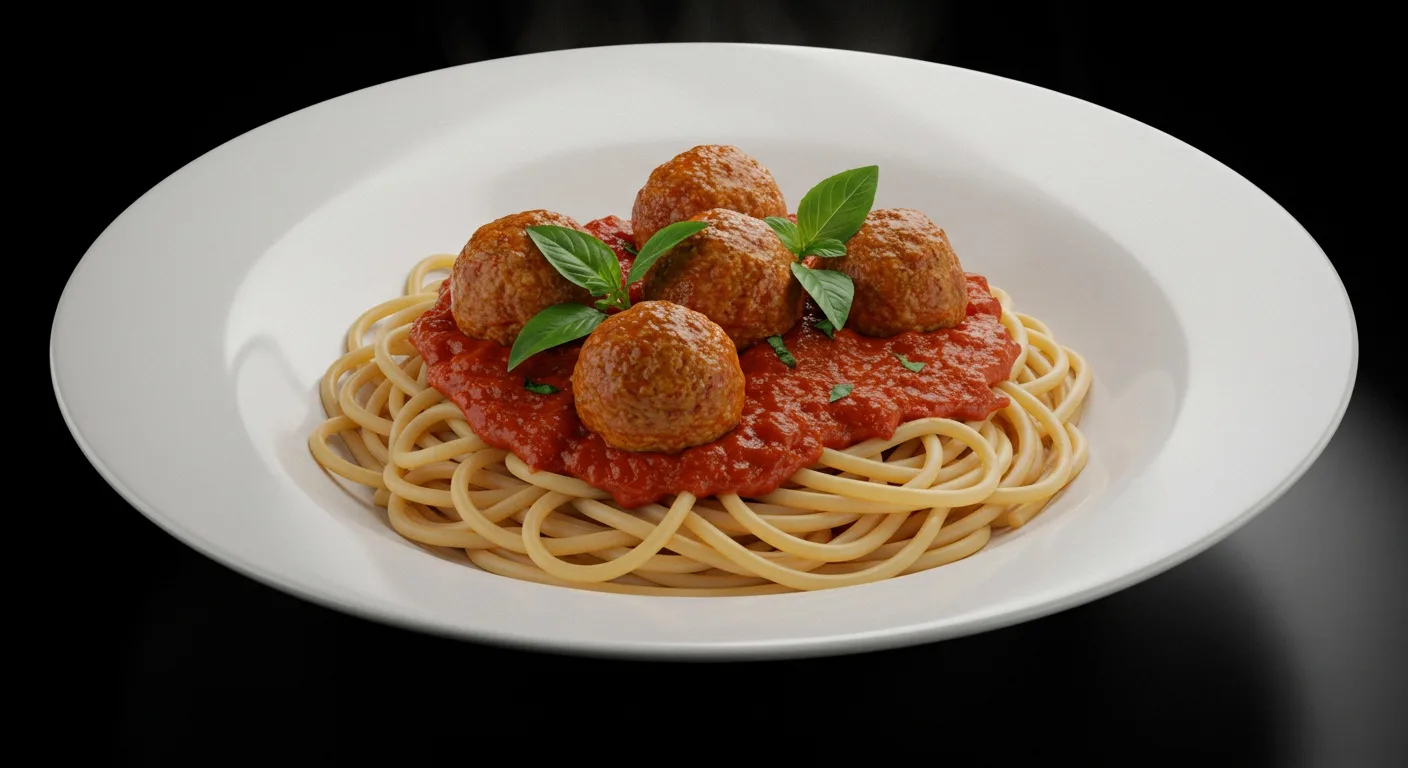 Spagetti and Vegan Meatballs with Side Salad