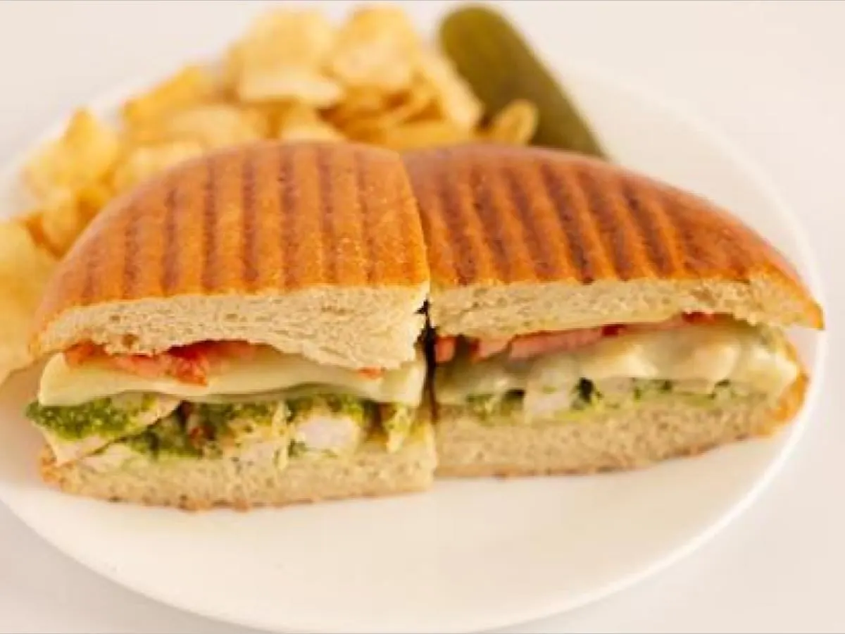 Chicken Pesto Panini | Fresh Fruit | Chocolate Chip Cookie