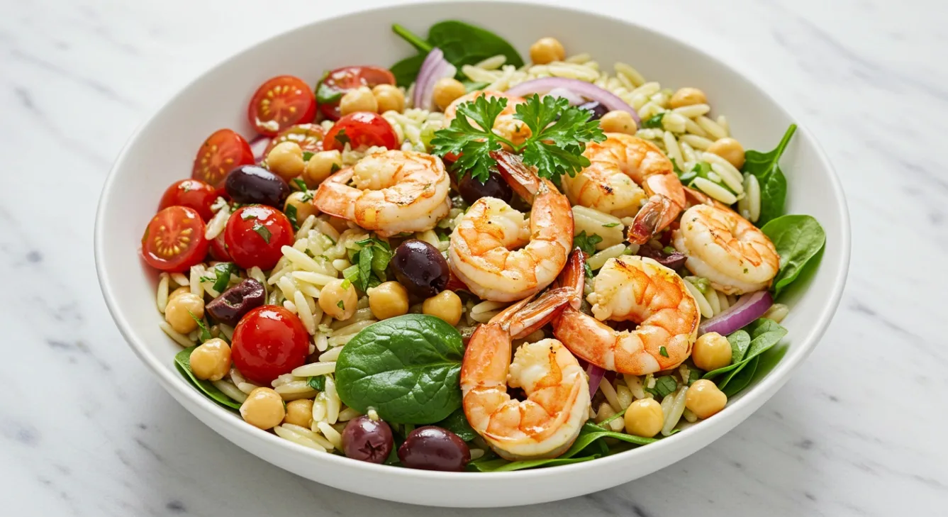 Grilled Shrimp Mediterranean Orzo Salad
