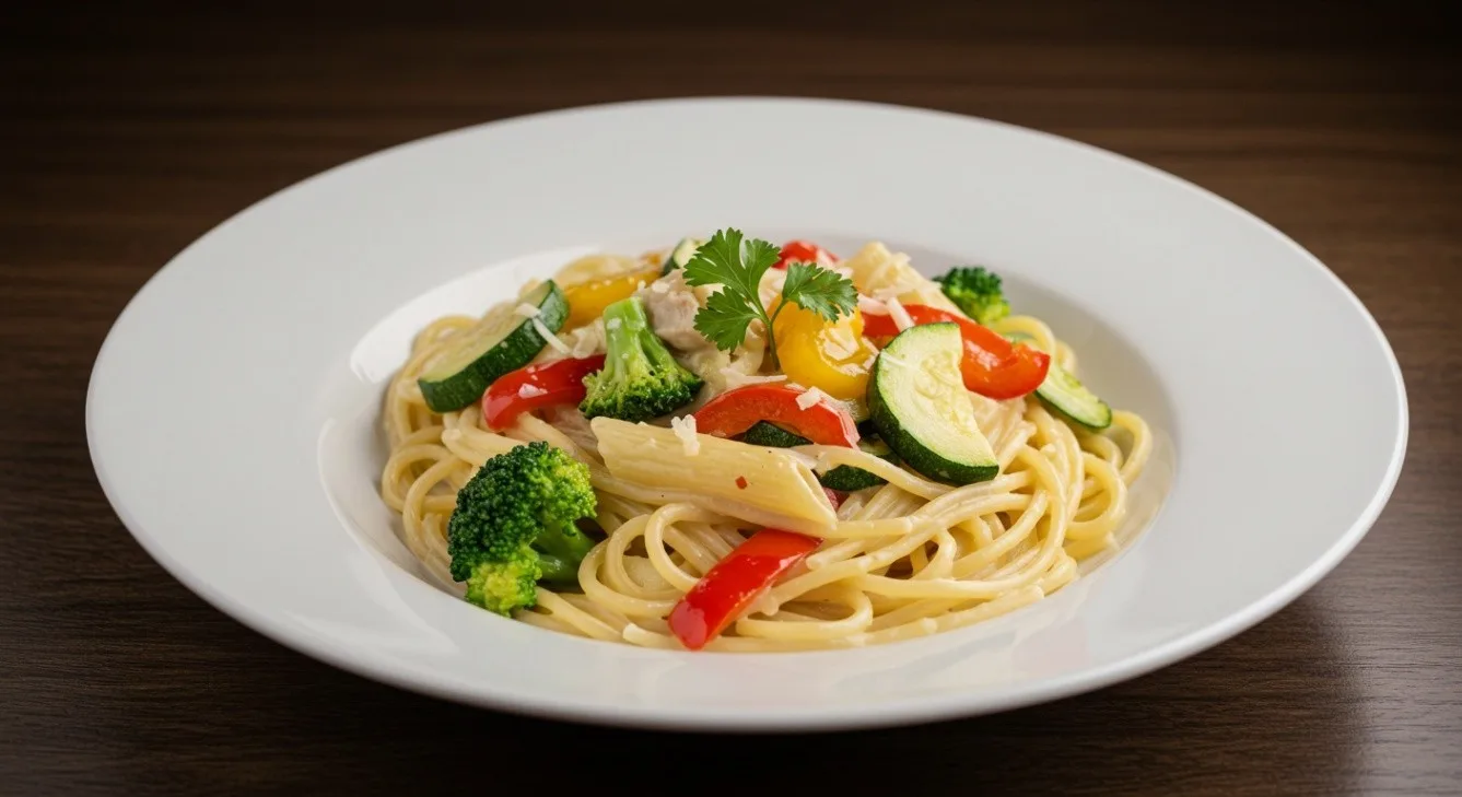 Alfredo Pasta with Mixed Vegetables with Side Salad (21oz)