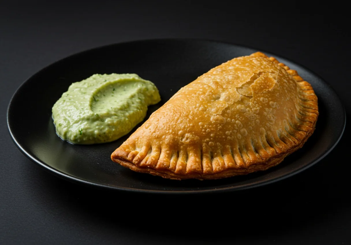 Beef Empanada with Salsa Verde Crema