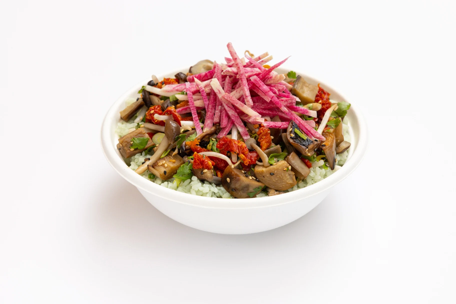 Miso Eggplant & Mushroom Bowl with Bamboo Rice