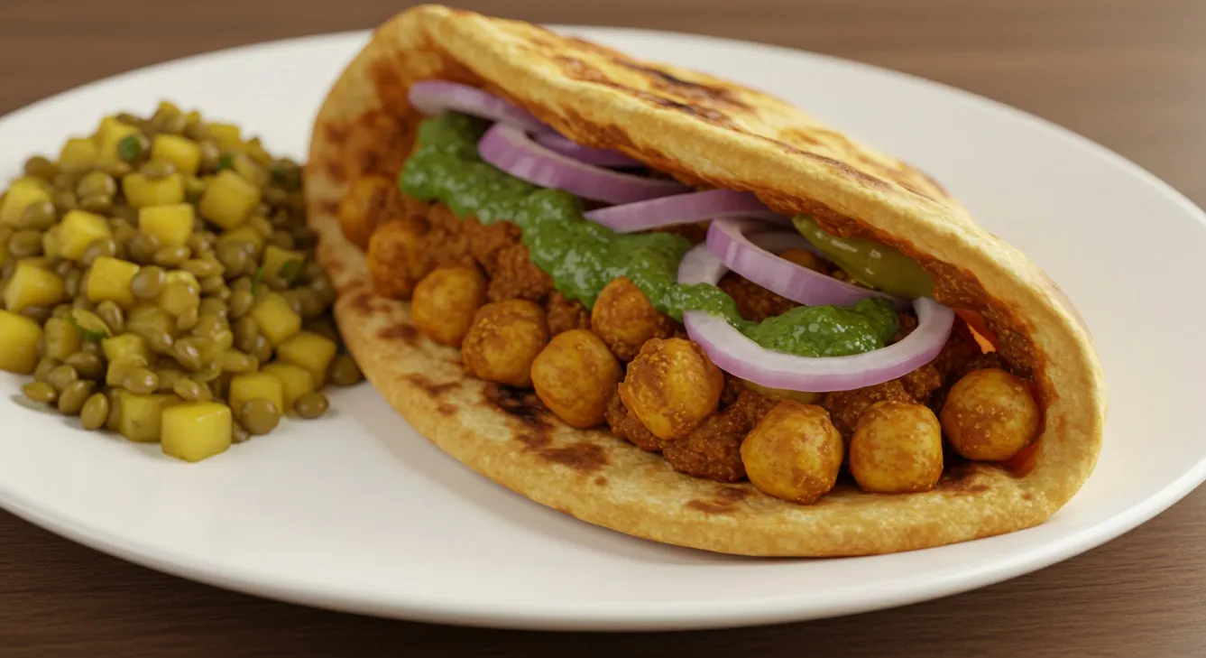 Chole Naan Wrap with Lentil Salad