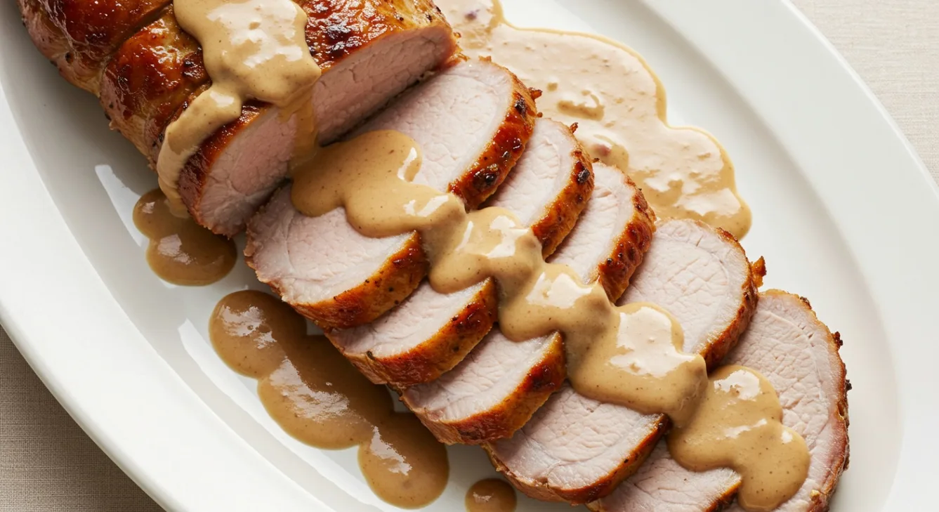 Oven Roasted Pork Loin with Red Wine Cream Sauce