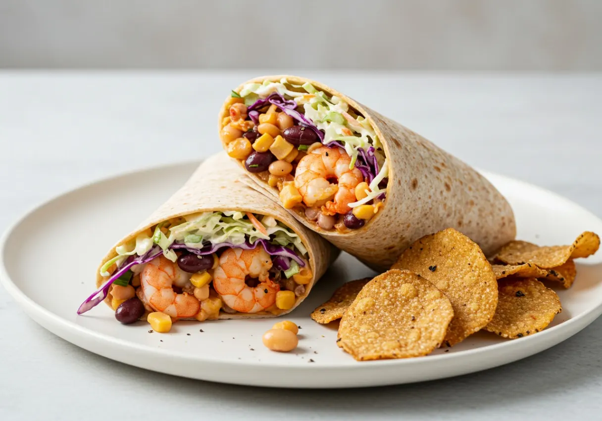 Chilled Southwest Prawn Wrap with Truffle Chips