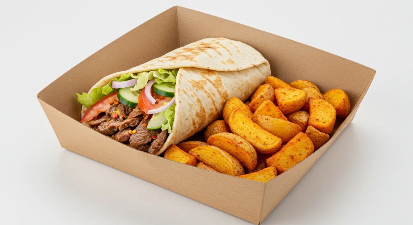 Lamb Shawarma Wrap with Tahini and Spicy Potatoes