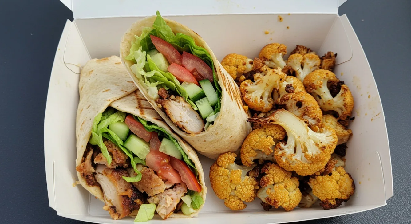 Chicken Shawarma Wrap with Roasted Cauliflower