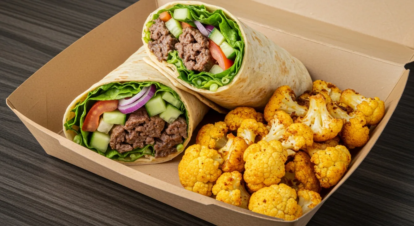 Lamb and Beef Wrap with Roasted Cauliflower
