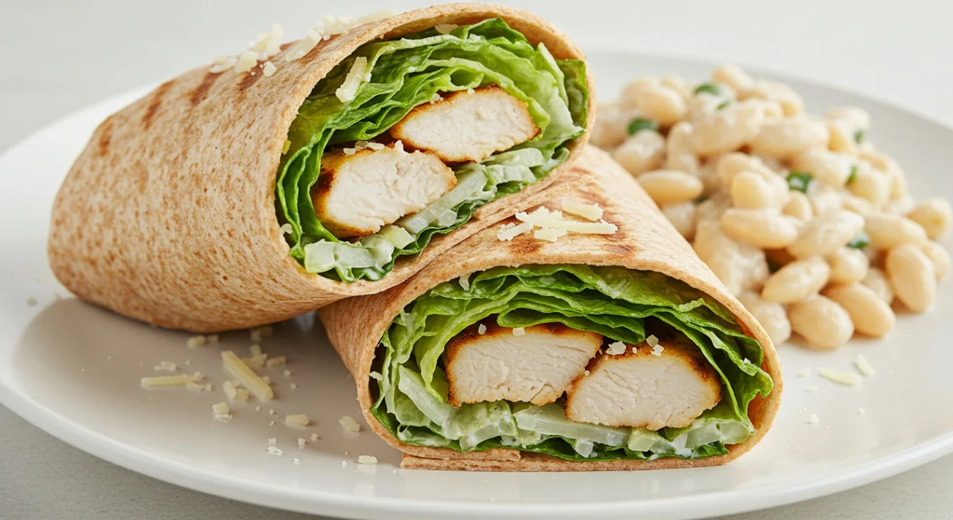 Chicken Caesar Wrap and White Bean Pasta Salad